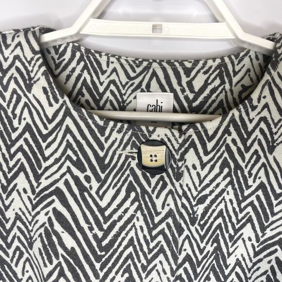 Cabi Zig Zag Ponte Knit Jacket Size Med Gray 3/4 Sleeve Button Up Cotton #3034 - Picture 3 of 10